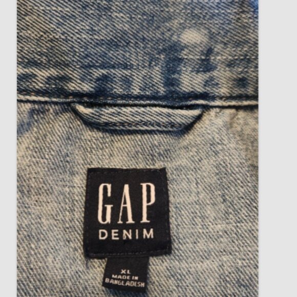 Gap Denim Puff Sleeve Icon Button Jean JACKET Medium Blue Wash - Picture 6 of 10